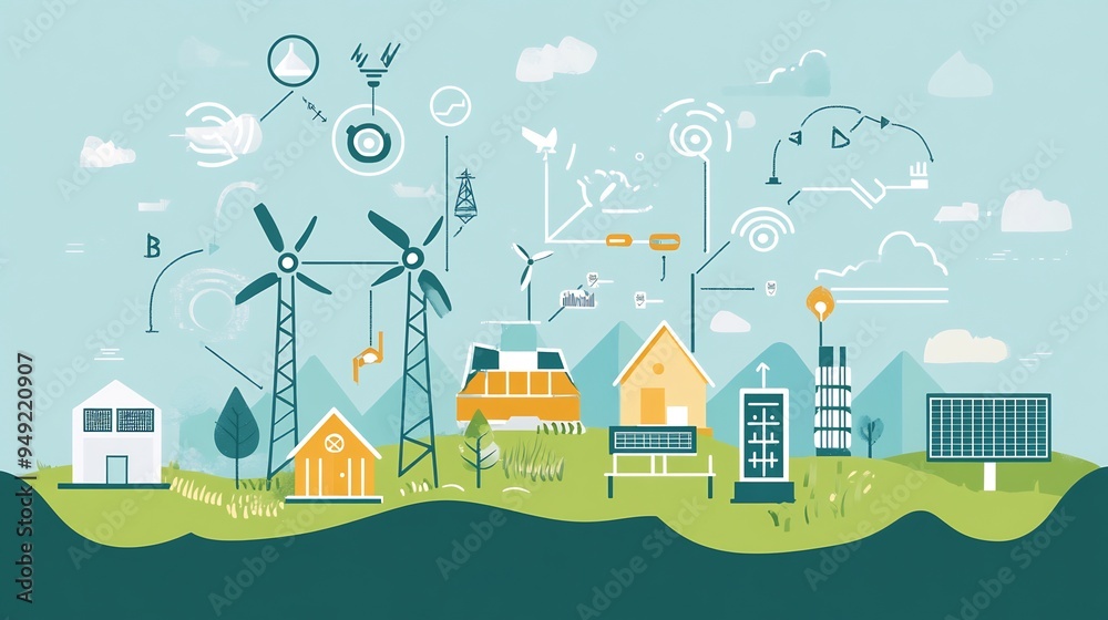 Canvas Prints infographic on sustainable energy using icons and simple illustrations to convey key information eff