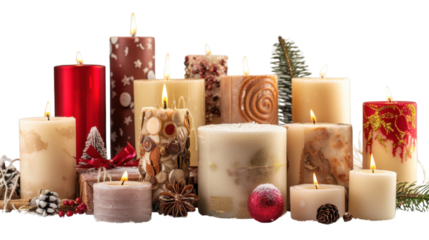 Christmas candles isolated on white background 