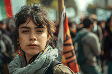 Image of an enthusiastic activist at a protest, advocating with fervor and conviction for social rights and causes.