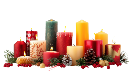 Christmas candles isolated on white background 
