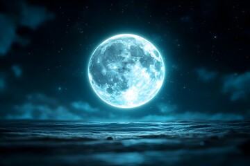 Fototapeta premium Bright Lunar Orb Illuminating a Partly Cloudy Nocturnal Scene with Clear Medical or Scientific Visibility