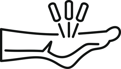 This icon represents hand acupuncture, a traditional chinese medicine technique, used to alleviate pain and restore energy balance