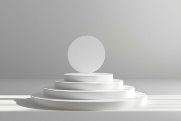 Obraz premium A simple white pedestal with a round mirror on top