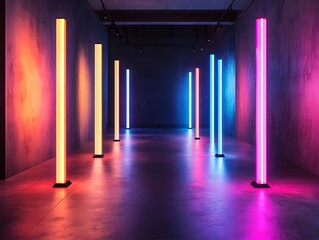 Mesmerizing Futuristic Neon Art Exhibit with Captivating Sculptural Installations and Vibrant Light Interplay