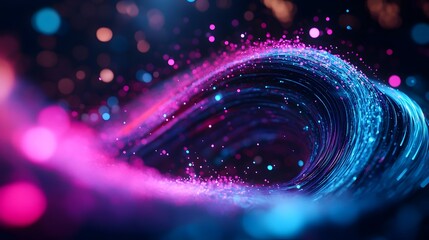 Glowing Fiber Optic Strands Swirling in Abstract Futuristic Dreamscape