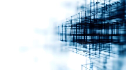 Sleek 3D Wireframe Structure Visualizing Futuristic Web Design Blueprint Concept