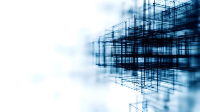 Sleek 3D Wireframe Structure Visualizing Futuristic Web Design Blueprint Concept