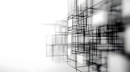 Intricate Futuristic 3D Wireframe Structure of a Sleek Minimalist Website Layout Concept