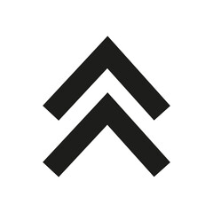 Double arrow icon. Upward direction symbol. Simple vector design. Monochrome minimal style.