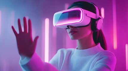 VR Headset User Interacting with Holographic 3D Website Model Futuristic Web Development Concept Immersive Digital Experience Dynamic Motion