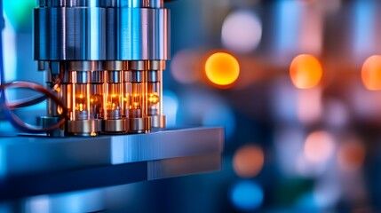 A Captivating Close Up of an Advanced Energy Research Device Showcasing its Intricate Metallic Components