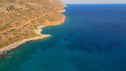 Greece Peloponnese Region Geopark of Agios Nikolaos unique rock formations and aerial imaging