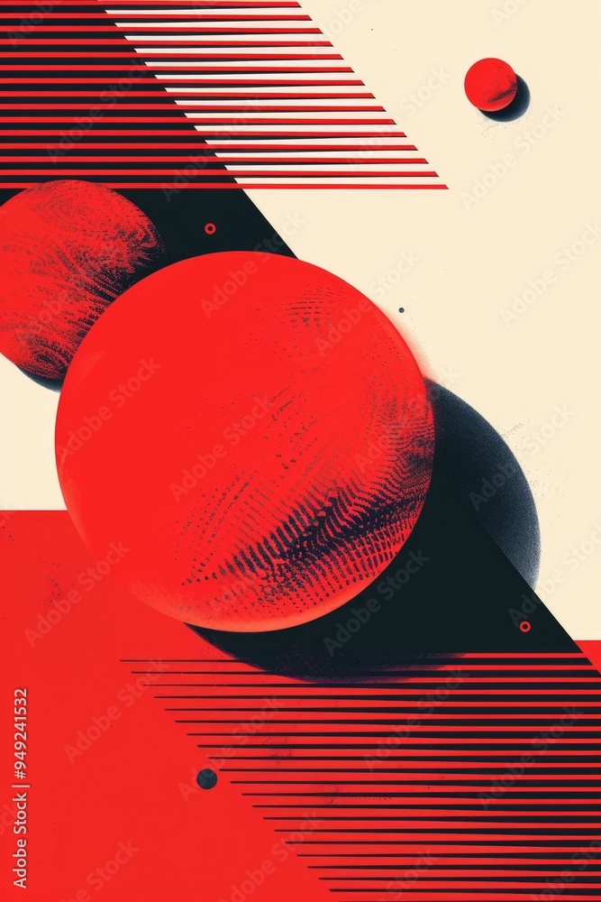 Aufkleber A single red ball on a contrasting black and white background, perfect for highlighting important information or creating visual interest in your project