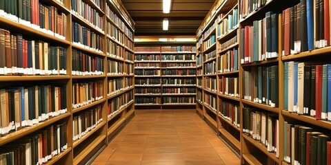 Obraz premium library shelves with books