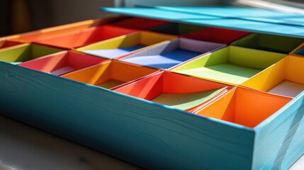 A colorful receipt box on a home office desk, with scattered receipts and sticky notes around it