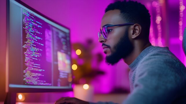 Coding Professional Crafting Dynamic HTML5 Canvas Content in Minimalist Tech Workspace