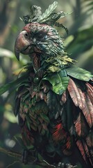Obraz premium Feathered Fantasy: A Detailed Bird in a Lush Forest