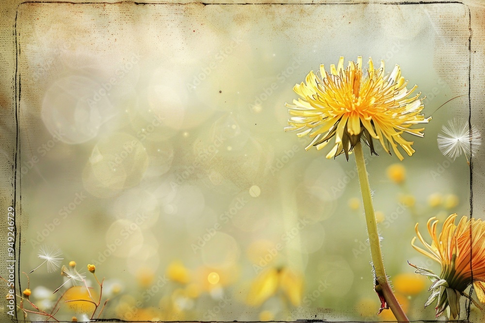 Poster A single yellow dandelion grows in a green meadow, with no obstacles or distractions