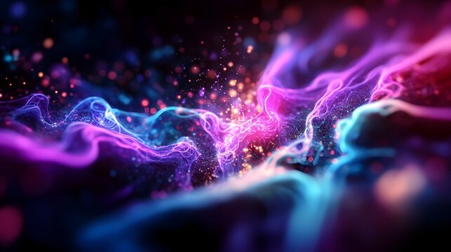 Glowing Abstract Fractal Patterns Creating a Mesmerizing and Ethereal Digital Art Scene
