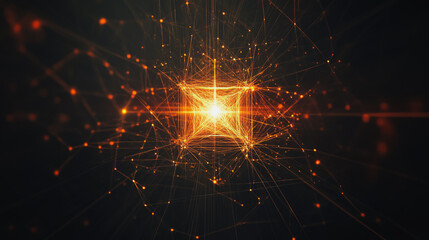 Fototapeta premium Abstract light explosion and network points, dot, earth's surface, digital background Innovation network points Earth's surface wave background digital wave information technology background