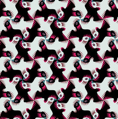 Beautiful Abstract seamless bird pattern. Contrasting with multi-colors bird vector on a black background. Design for wall art, t-shirts wallpaper, clothing, wrapping ,fabric or all textile prints.