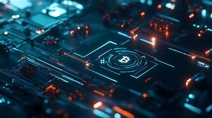 Fototapeta premium Futuristic Business Transaction Platform Powered by Cryptocurrency and Blockchain Verification