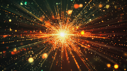 Naklejka premium Abstract light explosion and network points, dot, earth's surface, digital background Innovation network points Earth's surface wave background digital wave information technology background