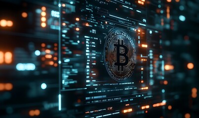 Fototapeta premium Digital Interface for Cryptocurrency Payments in International Business Transactions