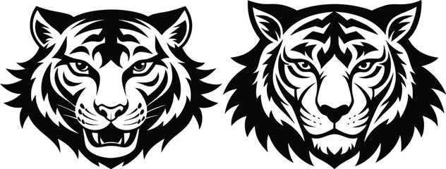 tiger head silhouette vector illustration 