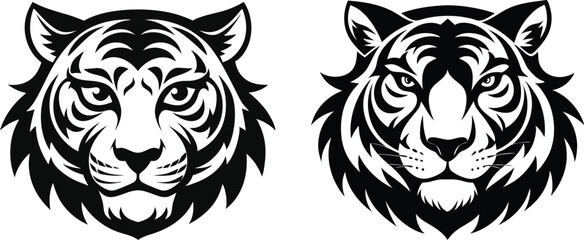 tiger head silhouette vector illustration 