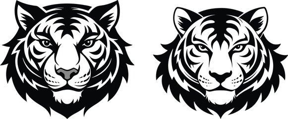 tiger head silhouette vector illustration 