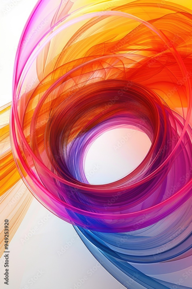 Poster a vibrant swirl of colors against a clean white background, great for use in design and illustration