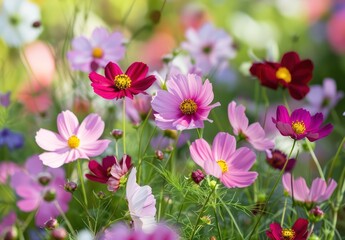 Fototapeta premium Cosmos Flowers in a Garden