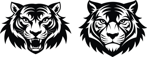tiger head silhouette vector illustration 