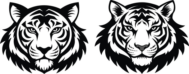 tiger head silhouette vector illustration 