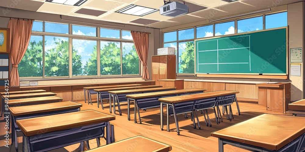 Canvas Prints Comfortable classroom in anime art style