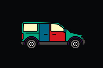 Original vector illustration. A passenger car. A contour icon.