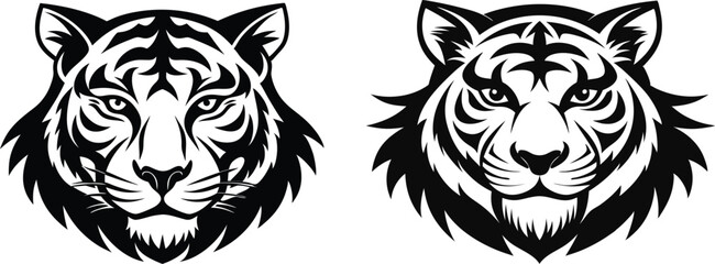 tiger head silhouette vector illustration 
