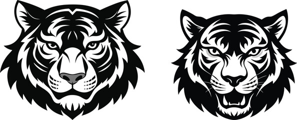 tiger head silhouette vector illustration 