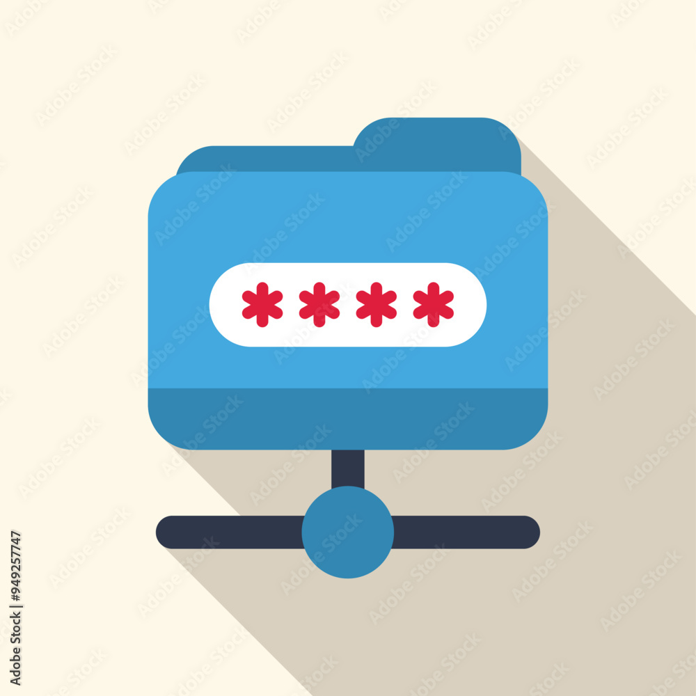Poster Folder with a password protected login is shown connected to a server network, depicting the concept of cloud data security