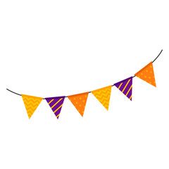 Halloween decorative garland with decorative flags isolated on white background.
