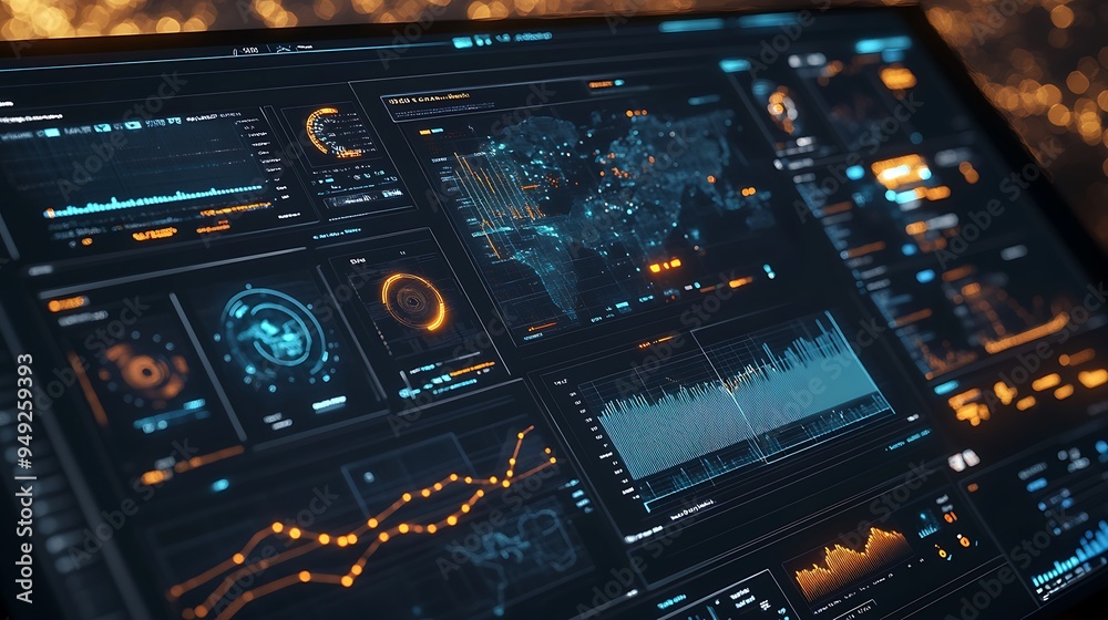 Fototapete high-tech customer experience dashboard with real-time data analytics and ai-driven insights