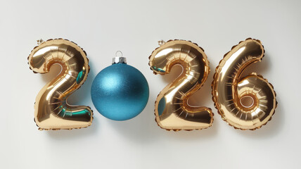 2026 New Year Balloons with Xmas Ornament
