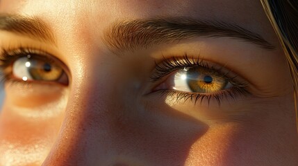 Fototapeta premium Personâ€™s face showing happiness, smiling broadly, eyes sparkling, outdoor background