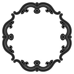 Vintage decorative frame. Medieval old Russian folk style. Black and white silhouette.