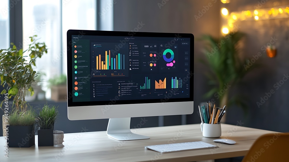 Leinwandbilder Digital Marketing Dashboard with Real-Time Analytics and AI-Driven Content Scheduling