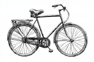 A vintage sketch of a classic bicycle, showcasing intricate details and timeless design, ideal for art and transportation themes.