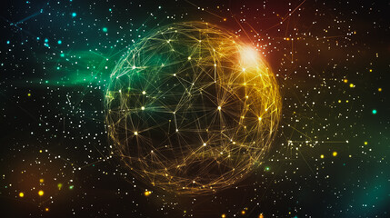 background Innovation network points Earth's surface wave background Abstract digital wave background information technology background The background is the background. gradient wave digital wave ban