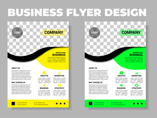 Corporate business flyer template design set with green and yellow color. promotion, advertise, publication, cover page. perfect for creative professional business. vector template