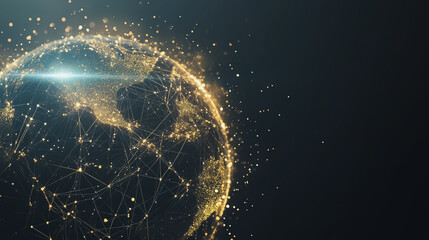 Obraz premium background Innovation network points Earth's surface wave background Abstract digital wave background information technology background The background is the background. gradient wave digital wave ban